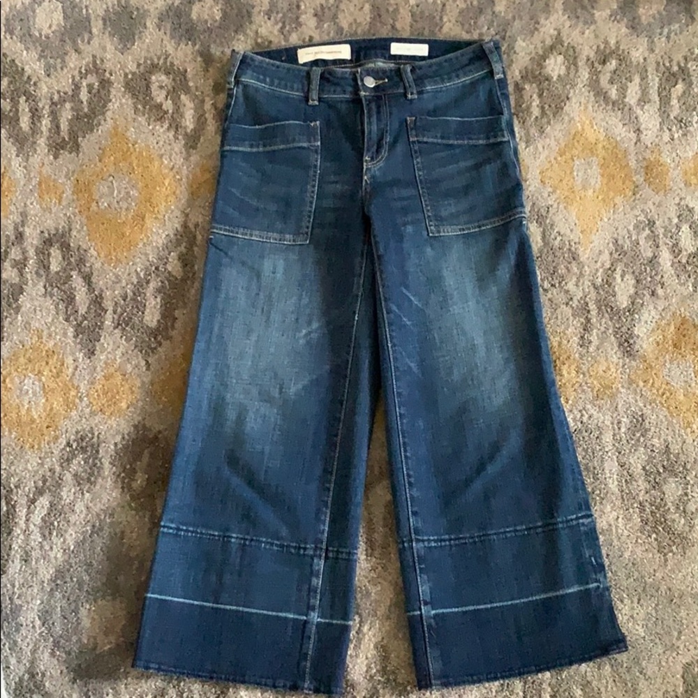 Pilcro and the Letterpress cropped wide leg jeans.